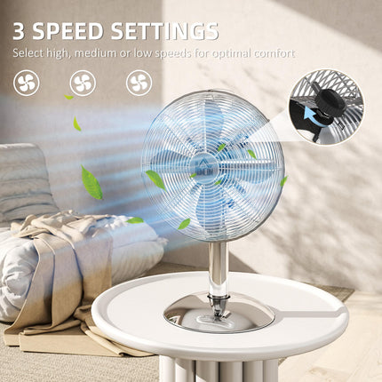 Three-Speed Oscillating Desk Fan - Silver-Tone