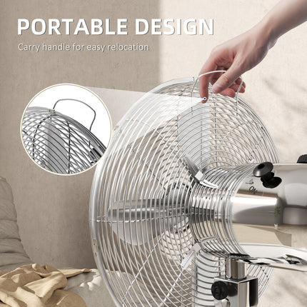 Three-Speed Oscillating Desk Fan - Silver-Tone