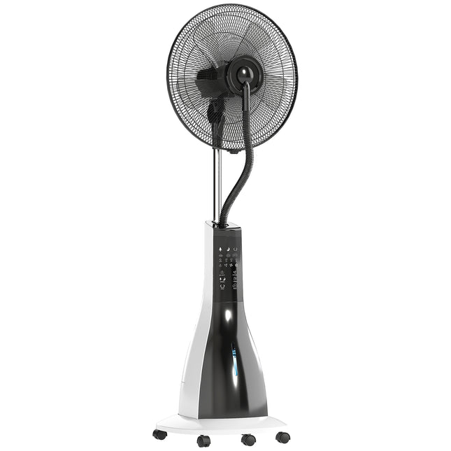 Pedestal Fan with Water Mist Spray, Spray Misting Fan with 75° Oscillation, Remote Control, Tilt Head, 3 Speeds, 3 Modes, 3 Mist, 3L Water Tank, Wheels, for Home, 125 cm