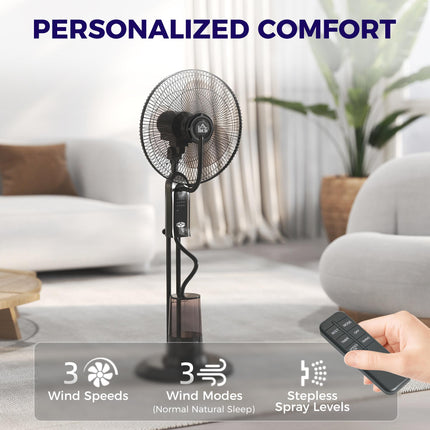 Pedestal Fan with Water Mist Spray, Spray Misting Fan with 70¬∞ Oscillation, Til