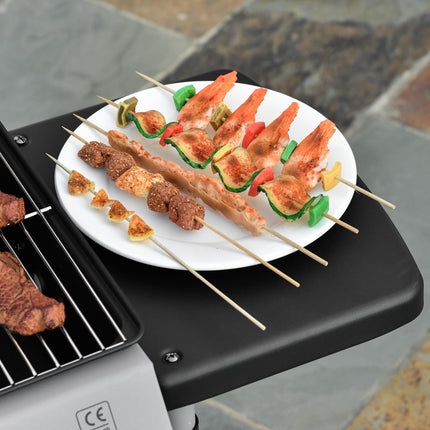 2 Burner Gas BBQ Trolley with Lid, 5.6 kW Grill, Wheels & Side Shelves - Grey