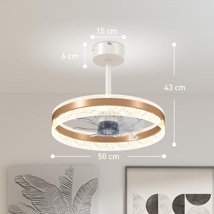 Ceiling Fan with LED Light and Remote - Gold Tone