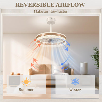 Ceiling Fan with LED Light and Remote - Gold Tone