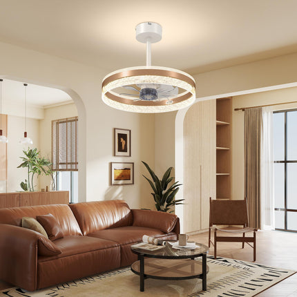 Ceiling Fan with LED Light and Remote - Gold Tone