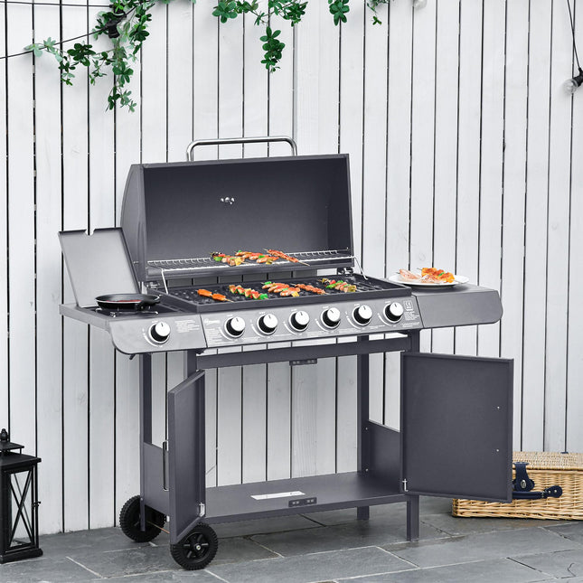 Seven-Burner Gas BBQ Grill - Grey