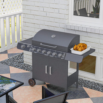 Seven-Burner Gas BBQ Grill - Grey