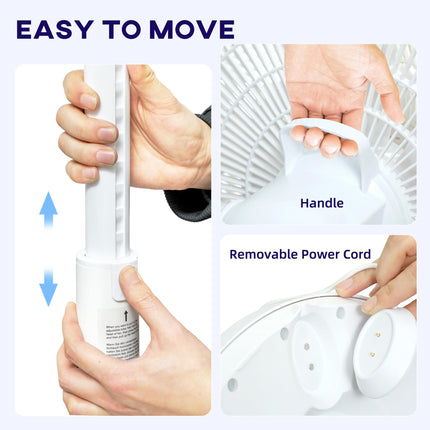 Pedestal Fan with Oscillating, Tilt, Adjustable Height, White