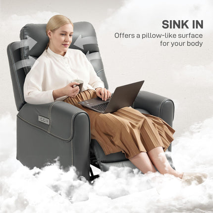 Electric Riser Recliner Chair with USB Charging Ports - Charcoal Grey Faux Leather