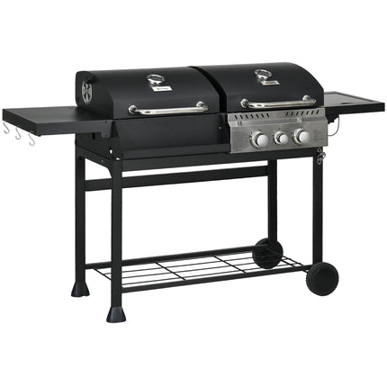 Dual Fuel 2-Burner BBQ Grill for 8-16 People - Black