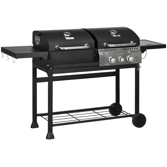 Dual Fuel 2-Burner BBQ Grill for 8-16 People - Black