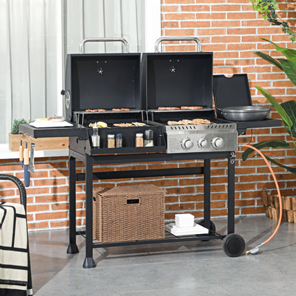 Dual Fuel 2-Burner BBQ Grill for 8-16 People - Black