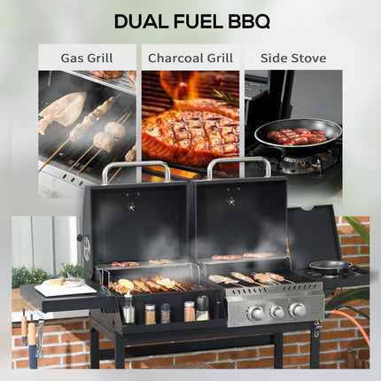 Dual Fuel 2-Burner BBQ Grill for 8-16 People - Black