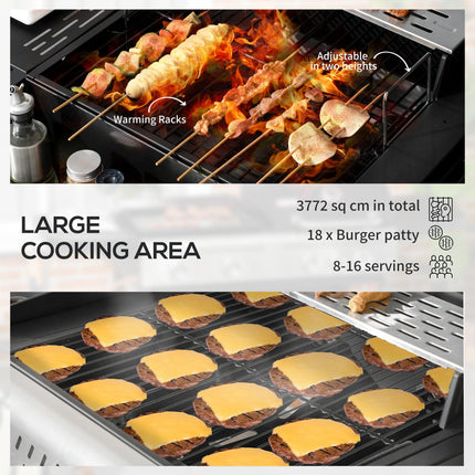 Dual Fuel 2-Burner BBQ Grill for 8-16 People - Black