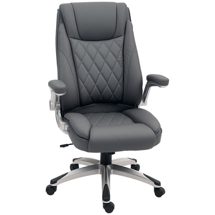 Faux Leather Executive Swivel Office Chair with Headrest and Adjustable Height - Dark Grey