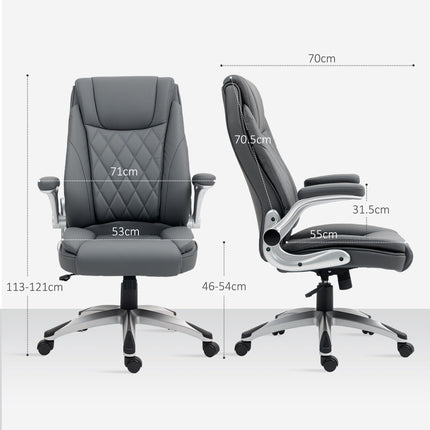 Faux Leather Executive Swivel Office Chair with Headrest and Adjustable Height - Dark Grey