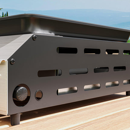 Two Burner Portable Gas Grill with Adjustable Burners and Grease Tray - Black