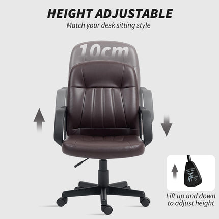 Swivel Executive Chair PU Leather Computer Desk Chair, Dark Brown
