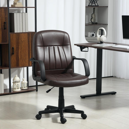 Swivel Executive Chair PU Leather Computer Desk Chair, Dark Brown