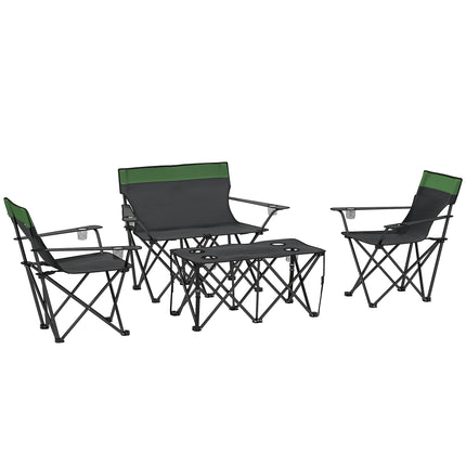 Portable Four-Piece Outdoor Picnic Table Set with Chairs - Olive Green