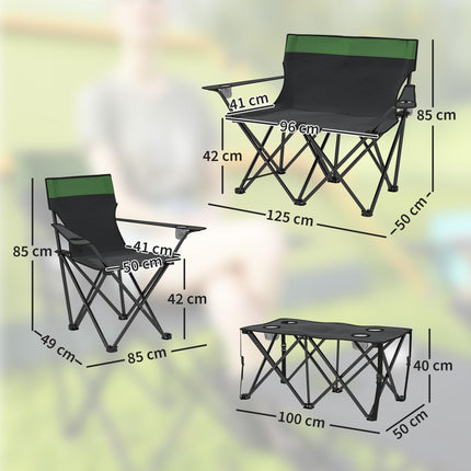 Portable Four-Piece Outdoor Picnic Table Set with Chairs - Olive Green