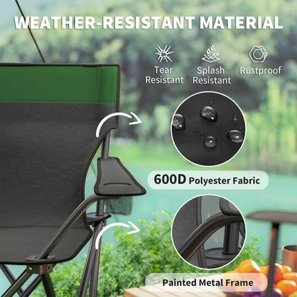 Portable Four-Piece Outdoor Picnic Table Set with Chairs - Olive Green