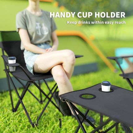 Portable Four-Piece Outdoor Picnic Table Set with Chairs - Olive Green