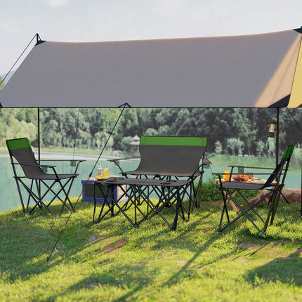 Portable Four-Piece Outdoor Picnic Table Set with Chairs - Olive Green