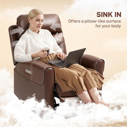 Electric Riser Recliner Chair with USB Charging Ports - Brown Faux Leather