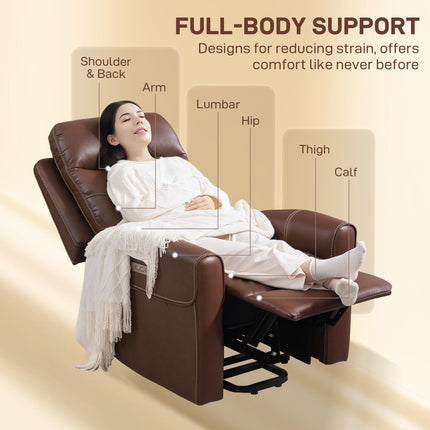 Electric Riser Recliner Chair with USB Charging Ports - Brown Faux Leather