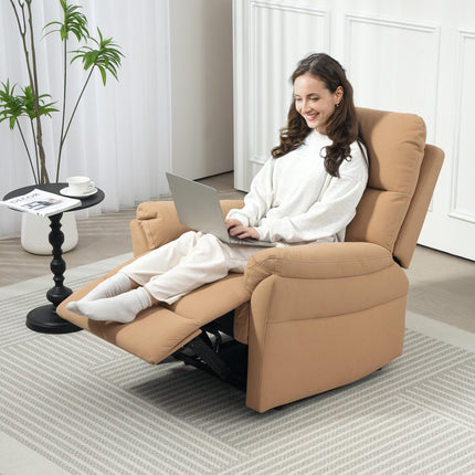 140¬∞ Manual Reclining Armchair, with Footrest - Light Brown