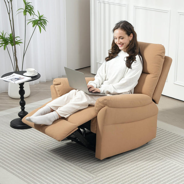 140¬∞ Manual Reclining Armchair, with Footrest - Light Brown