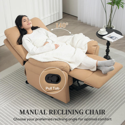 140¬∞ Manual Reclining Armchair, with Footrest - Light Brown