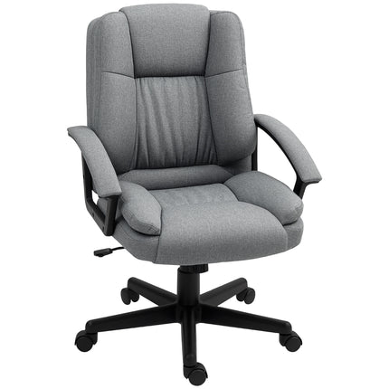 Linen-Look Padded Office Chair - Grey