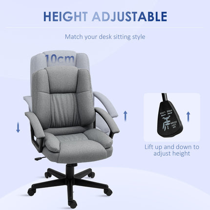 Linen-Look Padded Office Chair - Grey
