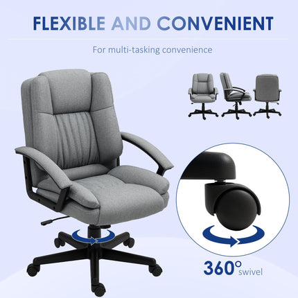Linen-Look Padded Office Chair - Grey