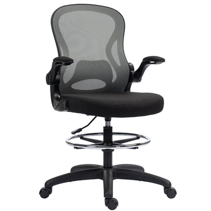 Adjustable Mesh Standing Desk Chair with Flip-up Armrests Lumbar Support Armrest