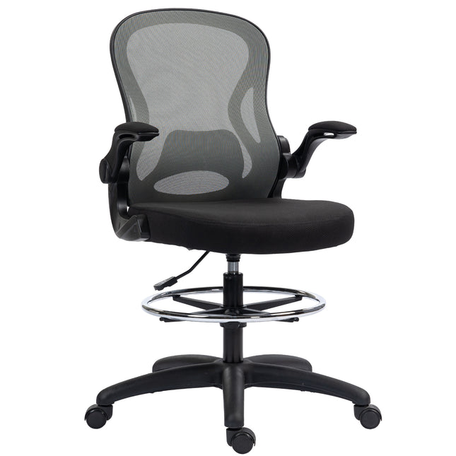 Adjustable Mesh Standing Desk Chair with Flip-up Armrests Lumbar Support Armrest