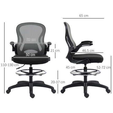 Adjustable Mesh Standing Desk Chair with Flip-up Armrests Lumbar Support Armrest