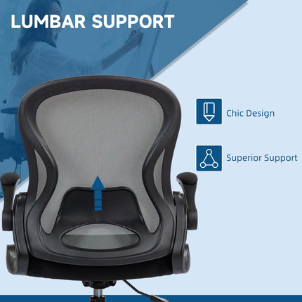 Adjustable Mesh Standing Desk Chair with Flip-up Armrests Lumbar Support Armrest