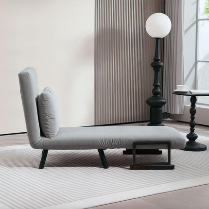 4-in-1 Velvet-Feel Single Chair Bed with Pillow - Light Grey