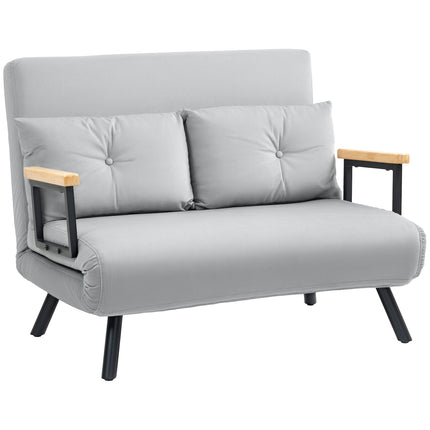 4-in-1 Velvet-Feel Double Sofa Bed with Pillows - Light Grey