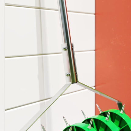 Manual Lawn Aerator Roller with Detachable Handle - Dark Green