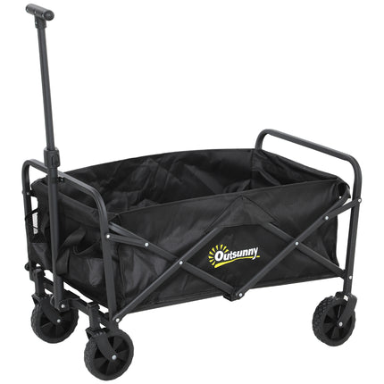62L Folding Festival Trolley Cart with Adjustable Handle - Black