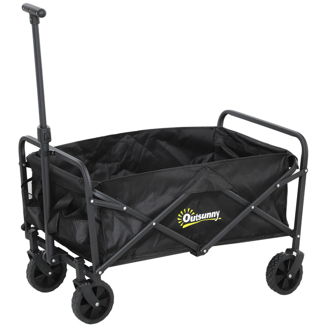 62L Folding Festival Trolley Cart with Adjustable Handle - Black