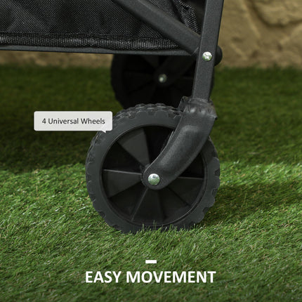 62L Folding Festival Trolley Cart with Adjustable Handle - Black