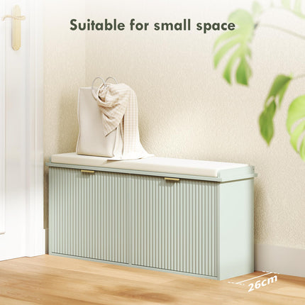 Elegant Ten Shoe Storage Bench with Padded Seat - Green