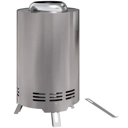 Portable Stainless Steel Smokeless Fire Pit with Poker - Silver Tone
