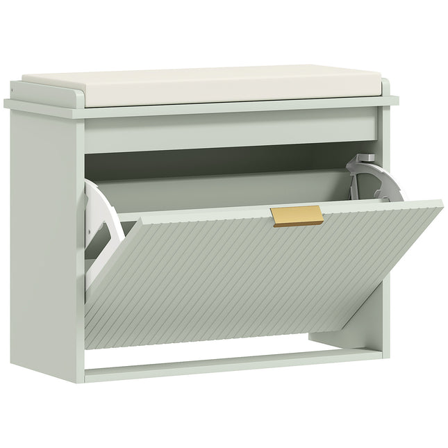 Elegant Six Shoe Bench, with Top Seat - Green
