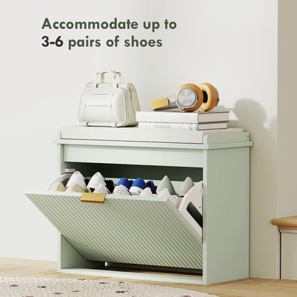 Elegant Six Shoe Bench, with Top Seat - Green