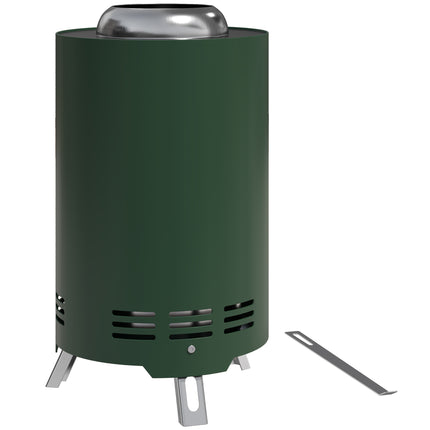 16cm Stainless Steel Smokeless Fire Pit with Poker - Green